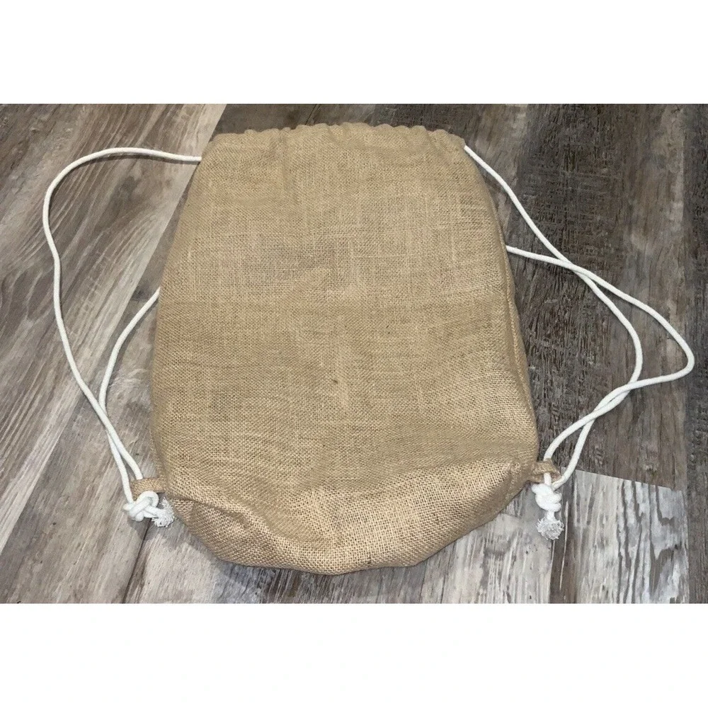 California Design Den Burlap Drawstring Backpack - Picture 2 of 2